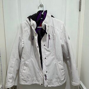 Gerry Hooded Winter/ Ski Jacket, white / purple, size S